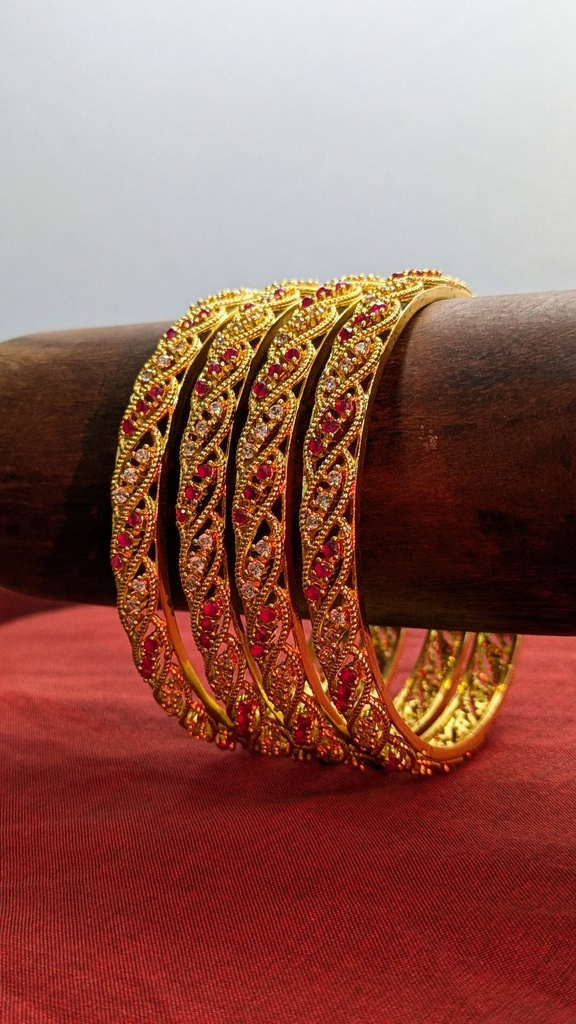 Gold plated bangles AD Stone