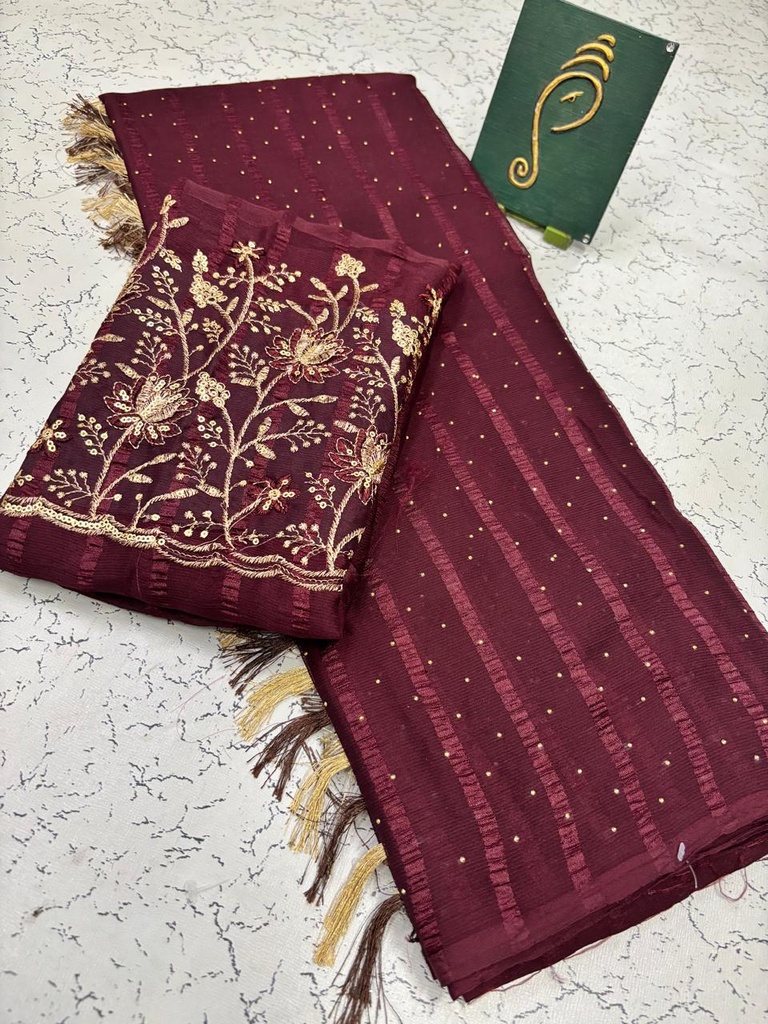 Georgette Saree with Fancy worked blouse