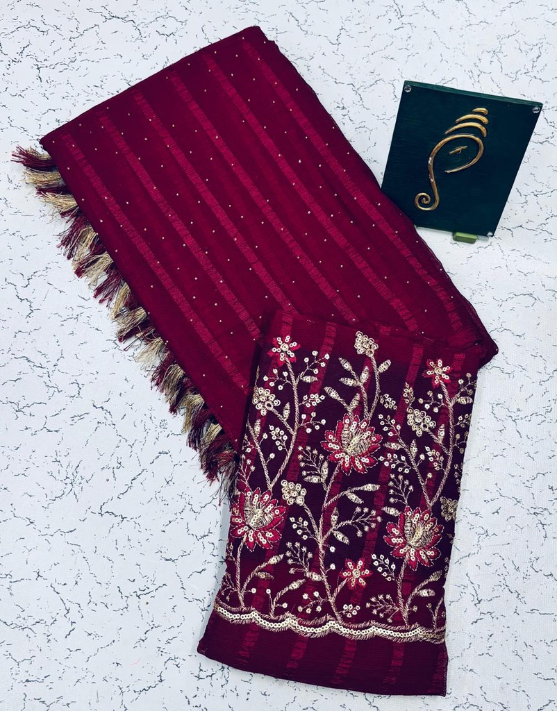 Georgette Saree with Fancy worked blouse