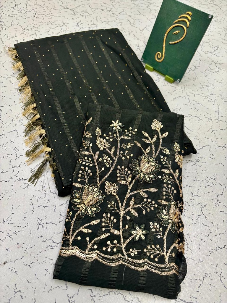 Georgette Saree with Fancy worked blouse