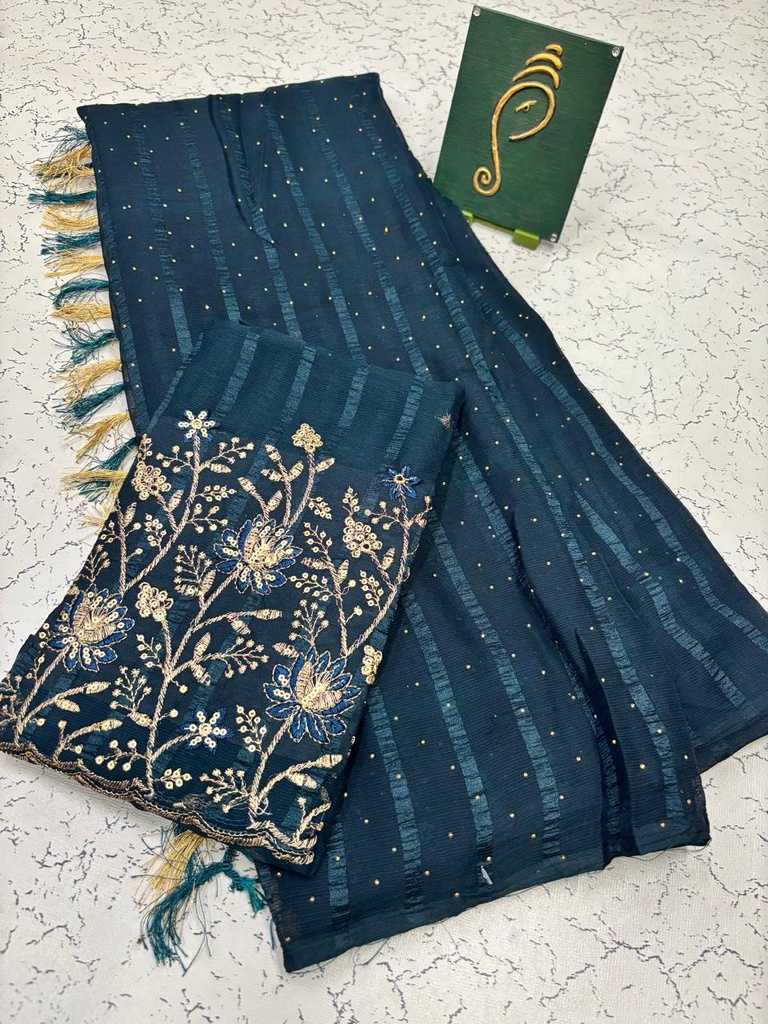 Georgette Saree with Fancy worked blouse