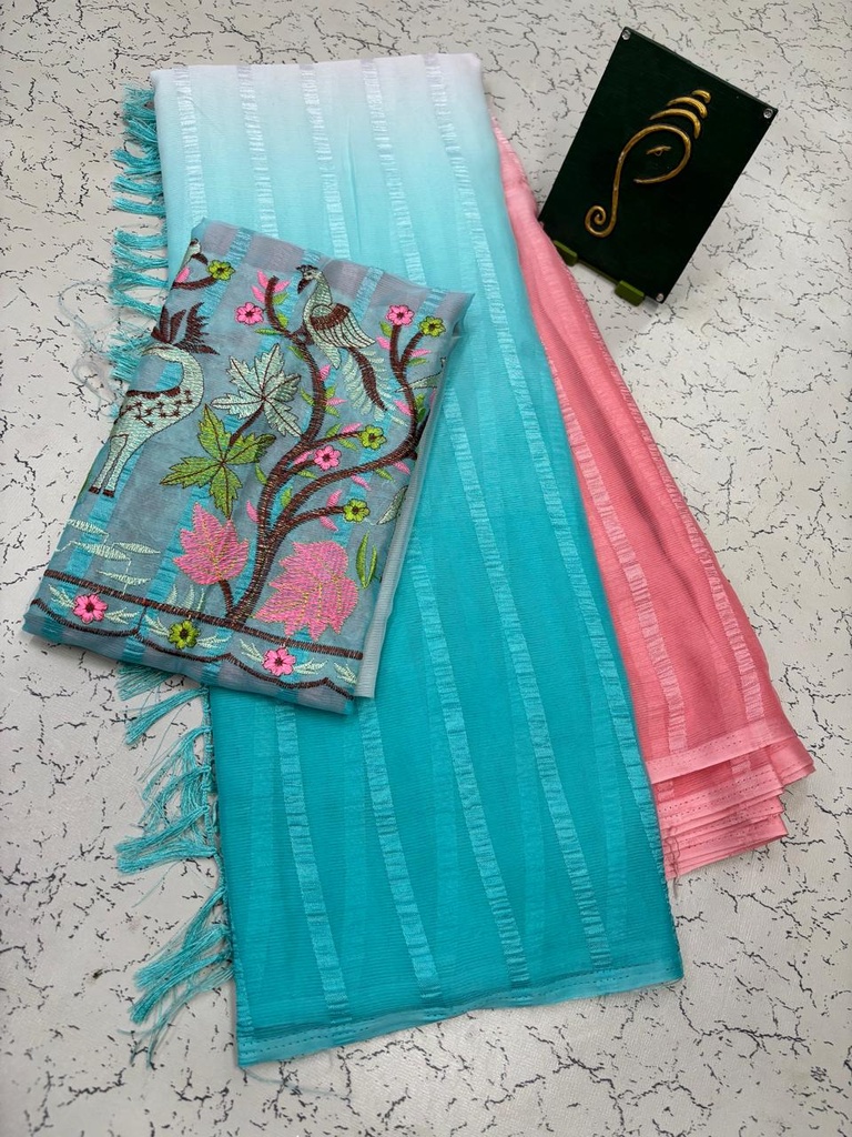Georgette Saree with Fancy worked blouse