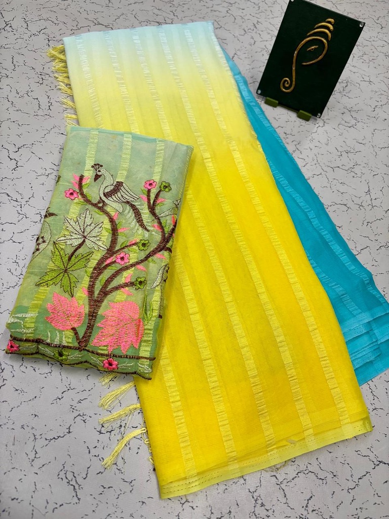 Georgette Saree with Fancy worked blouse