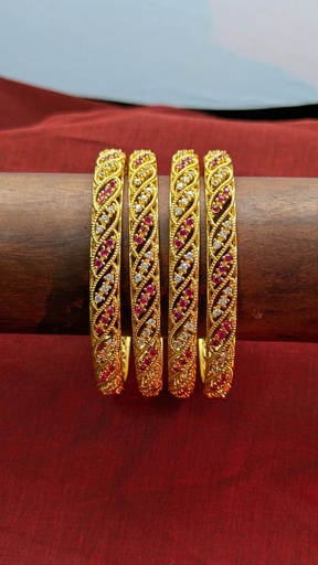 Gold plated bangles AD Stone